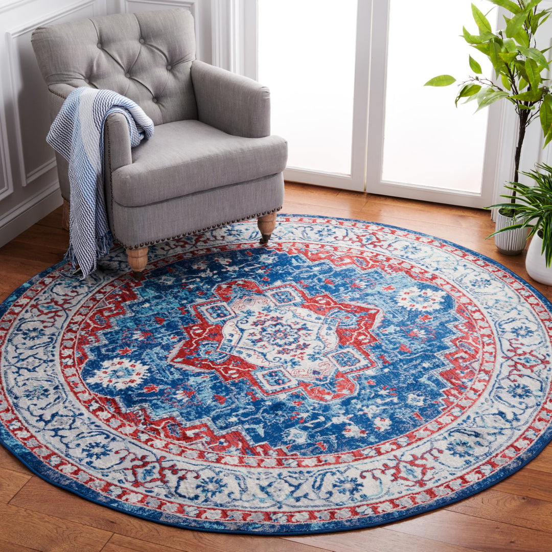 SAFAVIEH Brentwood Collection BNT851P Navy / Red Rug Image 2