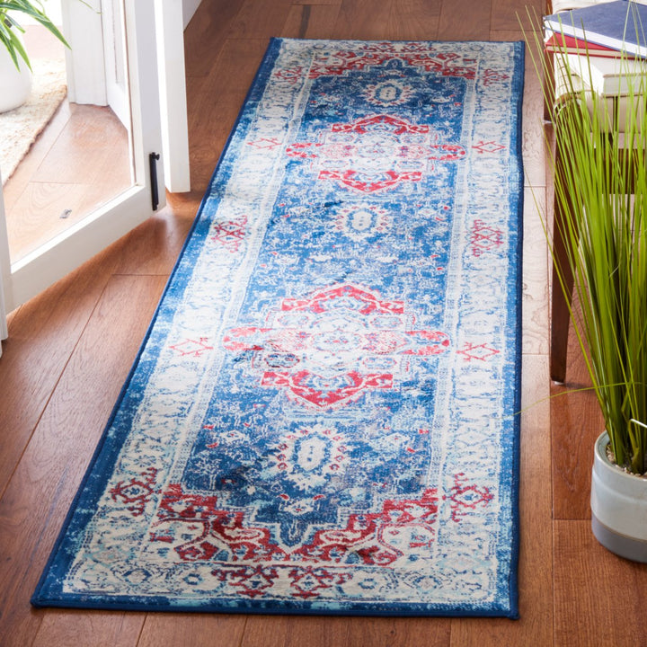 SAFAVIEH Brentwood Collection BNT851P Navy / Red Rug Image 3