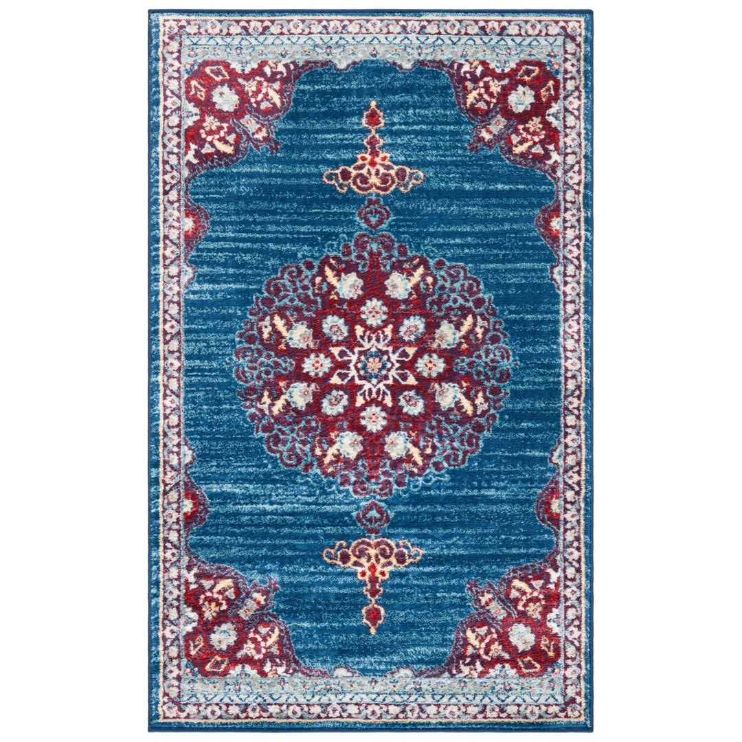 SAFAVIEH Brentwood Collection BNT867P Navy / Burgundy Rug Image 1