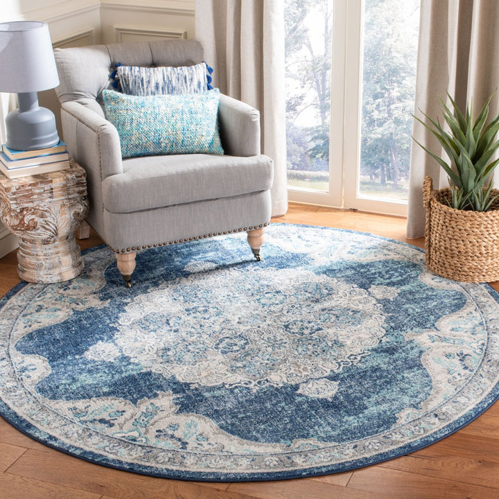 SAFAVIEH Brentwood Collection BNT867N Navy / Ivory Rug Image 8