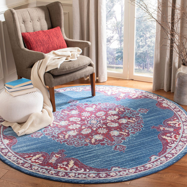 SAFAVIEH Brentwood Collection BNT867P Navy / Burgundy Rug Image 8