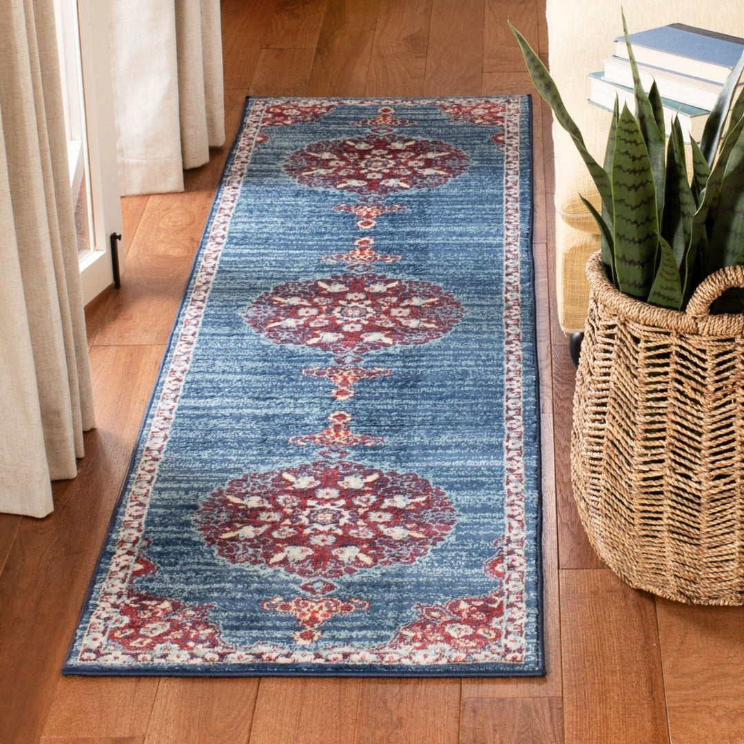 SAFAVIEH Brentwood Collection BNT867P Navy / Burgundy Rug Image 9