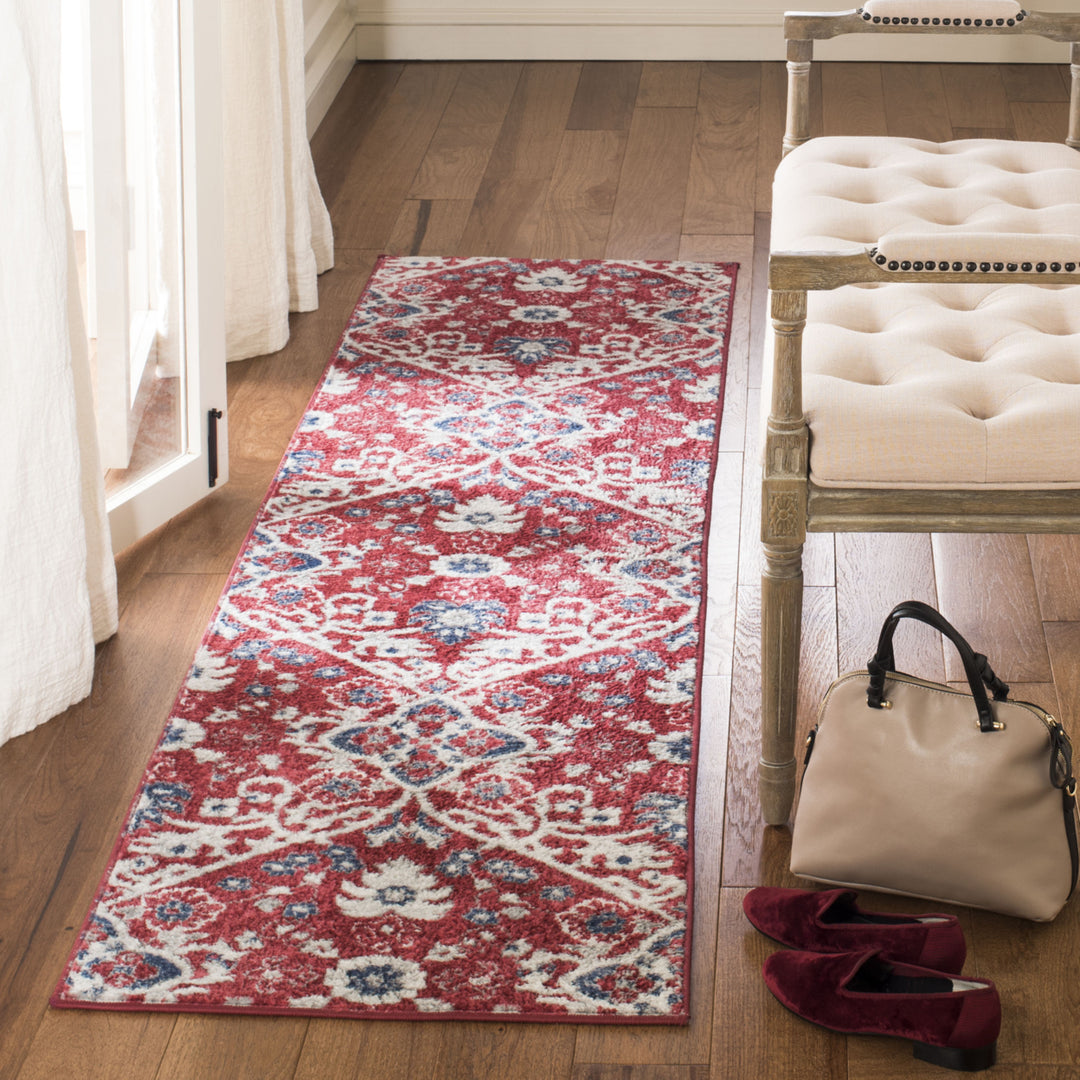 SAFAVIEH Brentwood Collection BNT894R Red / Ivory Rug Image 3