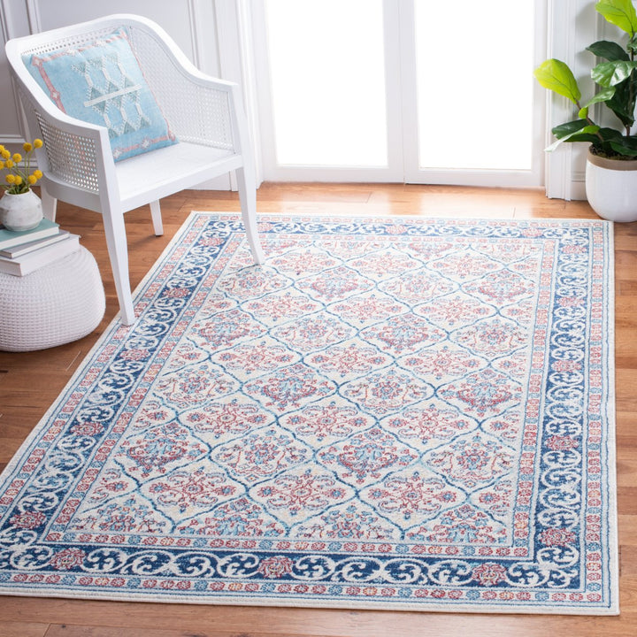 SAFAVIEH Brentwood Collection BNT870B Beige / Navy Rug Image 1