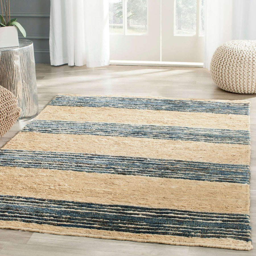 SAFAVIEH Bohemian BOH227A Hand-knotted Natural /Blue Rug Image 1