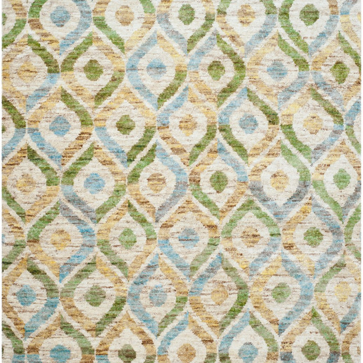 SAFAVIEH Bohemian BOH633A Hand-knotted Bleach / Blue Rug Image 1