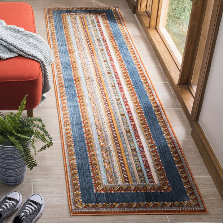 SAFAVIEH Bokhara Collection BOK136M Blue / Orange Rug Image 2