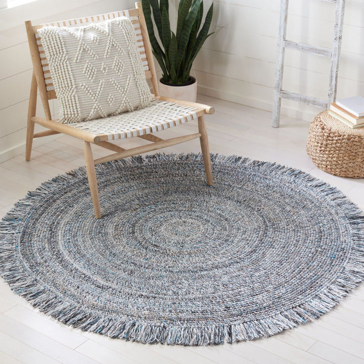 SAFAVIEH Braided BRD275L Handmade Blue / Ivory Rug Image 2