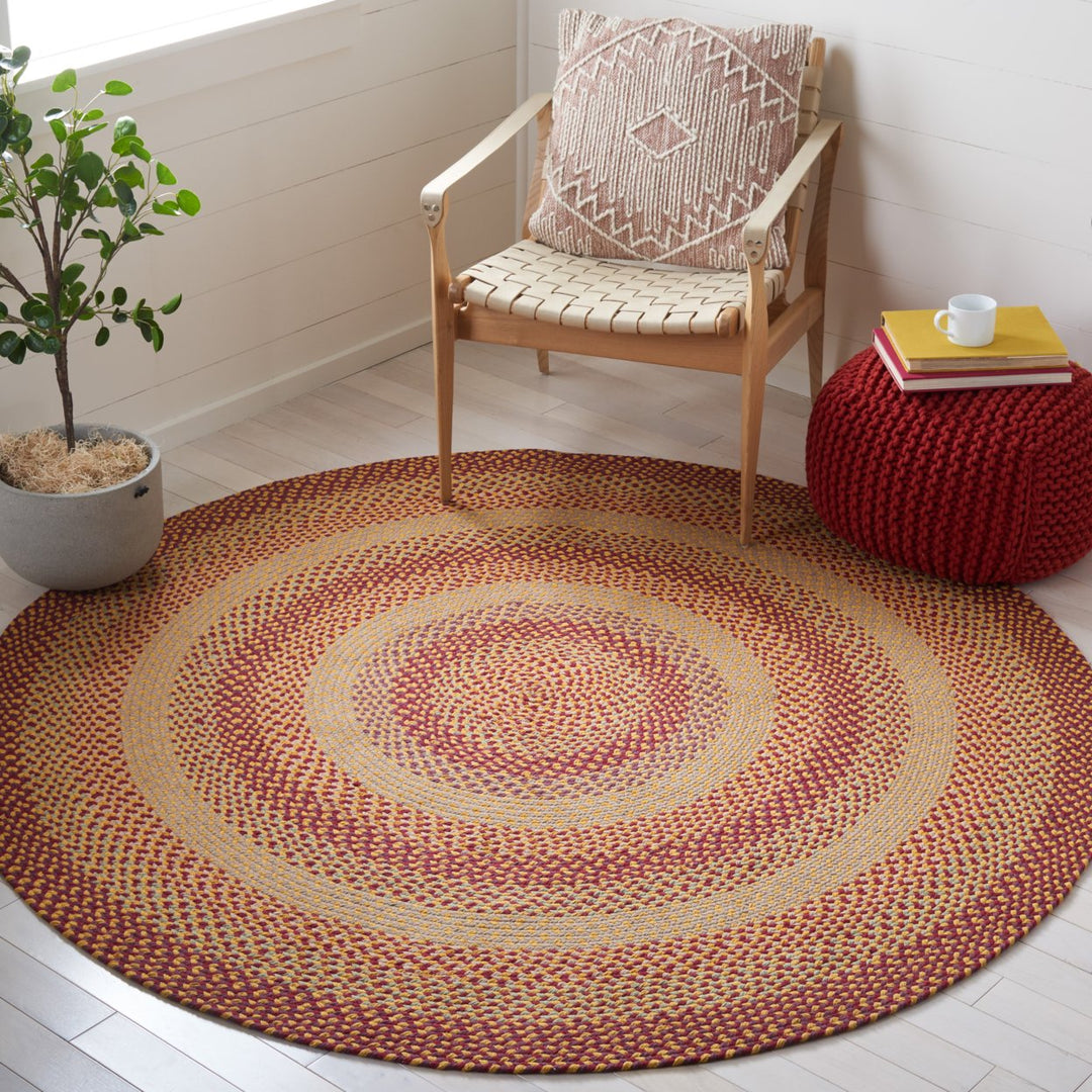 SAFAVIEH Braided BRD651C Handwoven Yellow / Red Rug Image 2