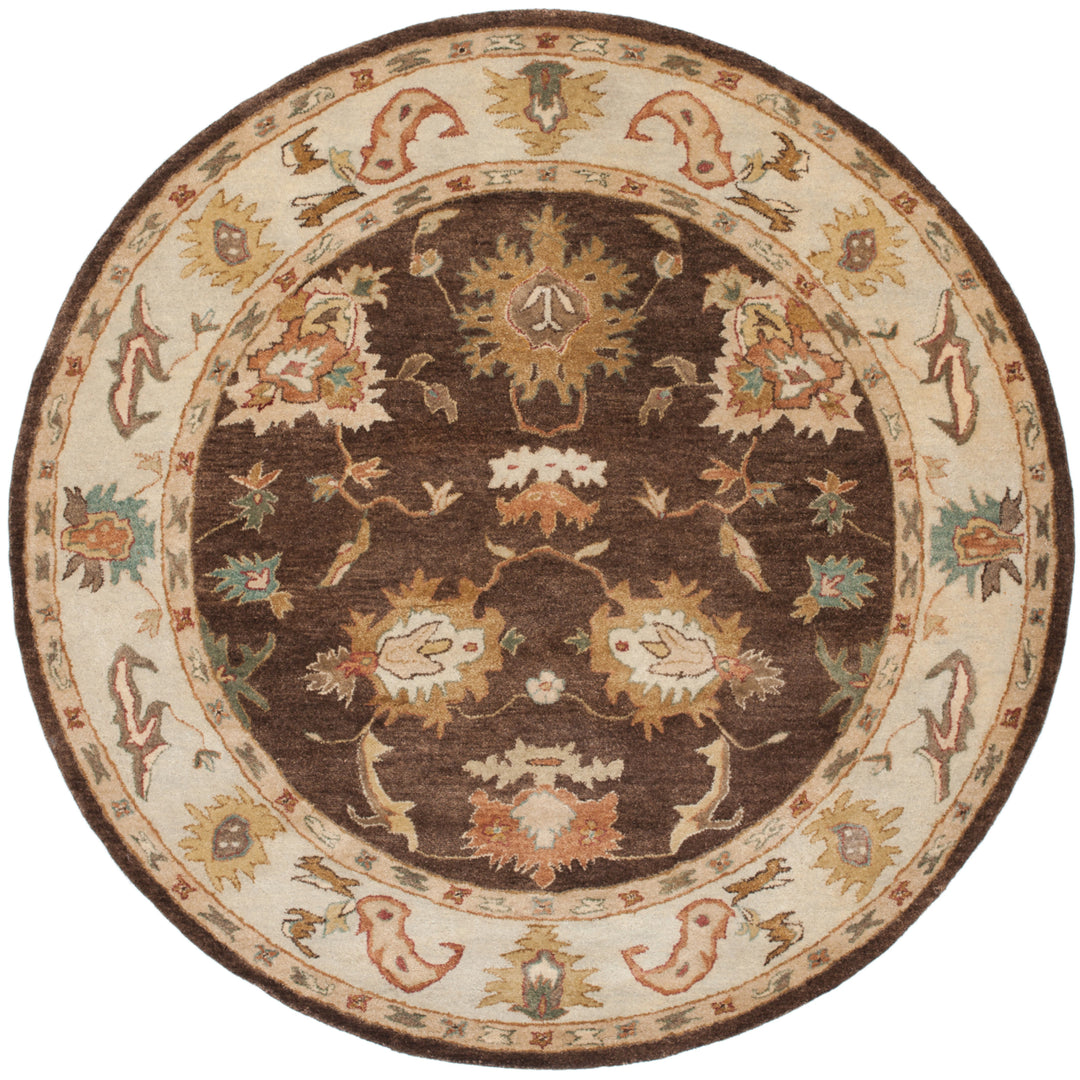 SAFAVIEH Bergama BRG136B Handmade Brown / Ivory Rug Image 4