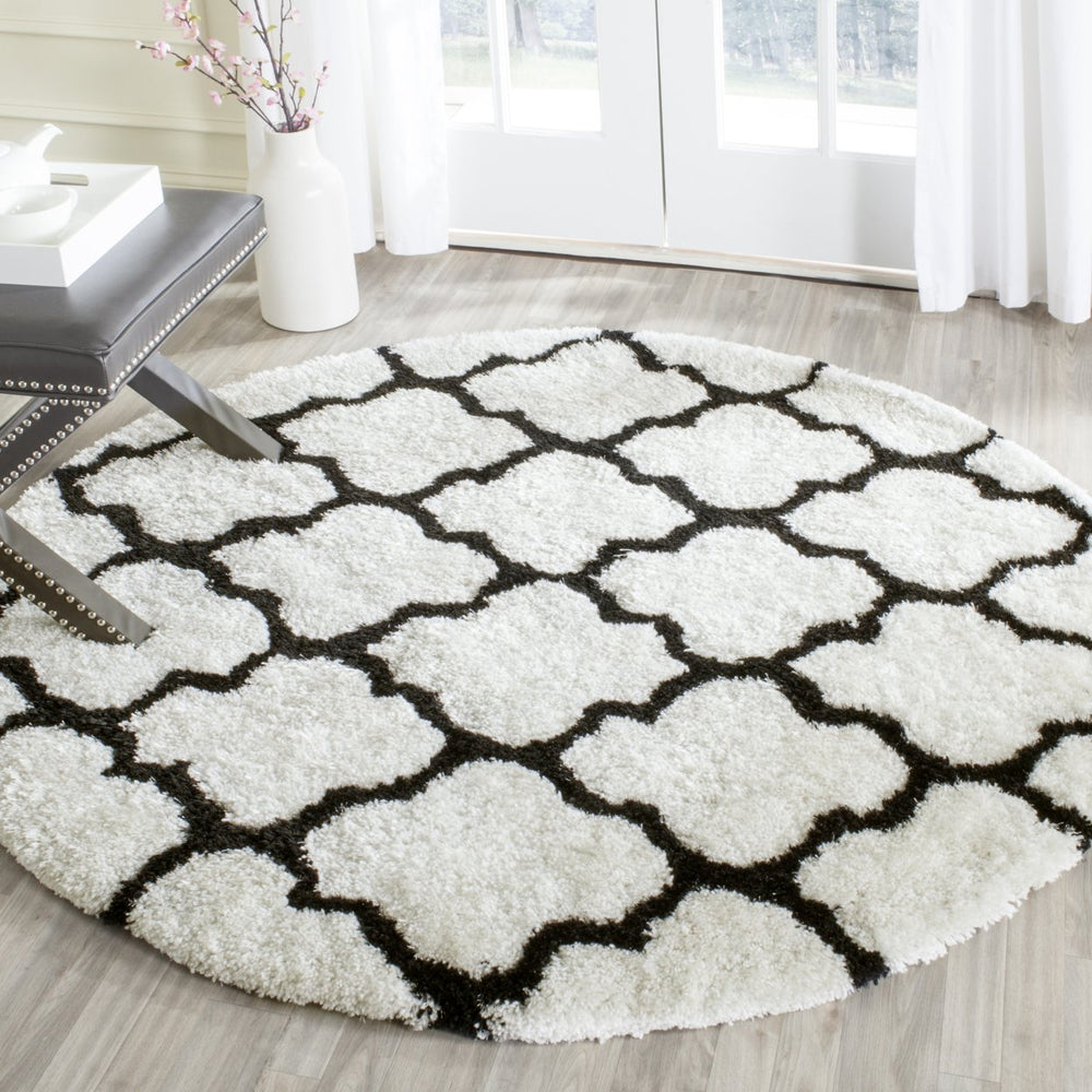 SAFAVIEH Barcelona Shag BSG319C Handmade Ivory /Black Rug Image 2