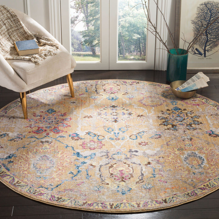 SAFAVIEH Bristol Collection BTL347C Camel / Blue Rug Image 2