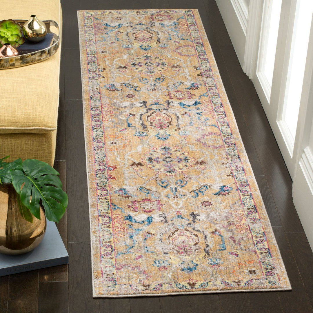 SAFAVIEH Bristol Collection BTL347C Camel / Blue Rug Image 3