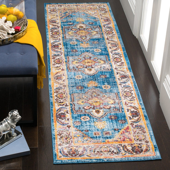 SAFAVIEH Bristol Collection BTL349C Blue / Ivory Rug Image 3