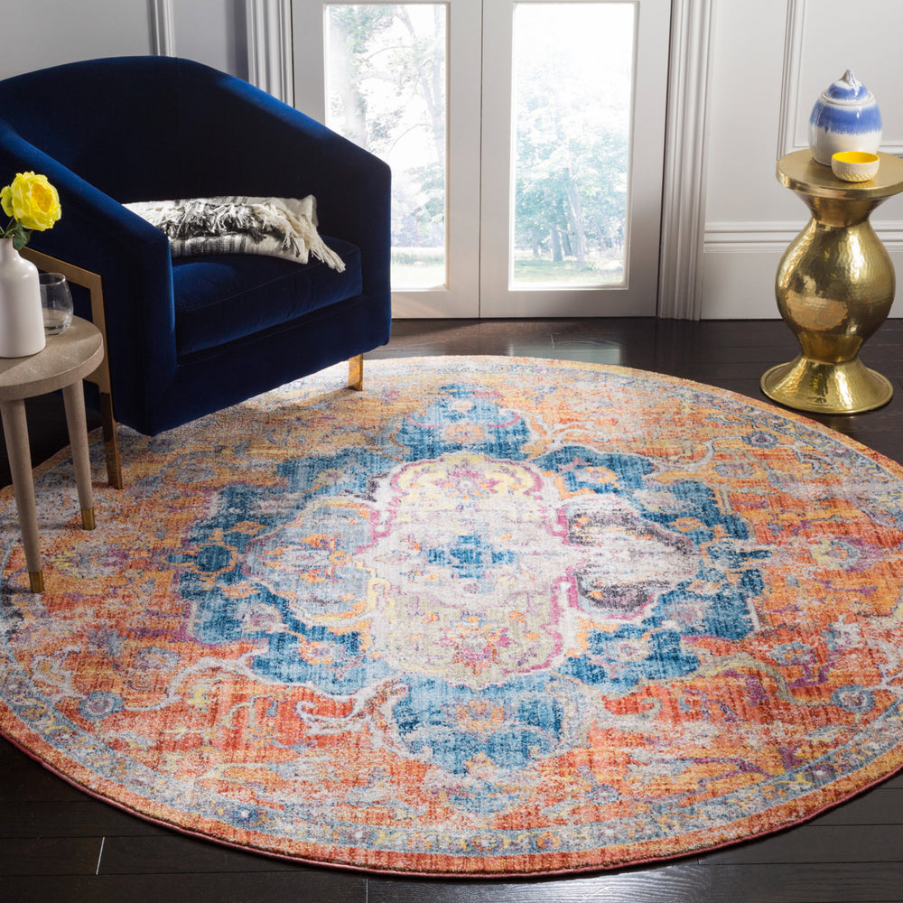 SAFAVIEH Bristol Collection BTL350S Blue / Orange Rug Image 2