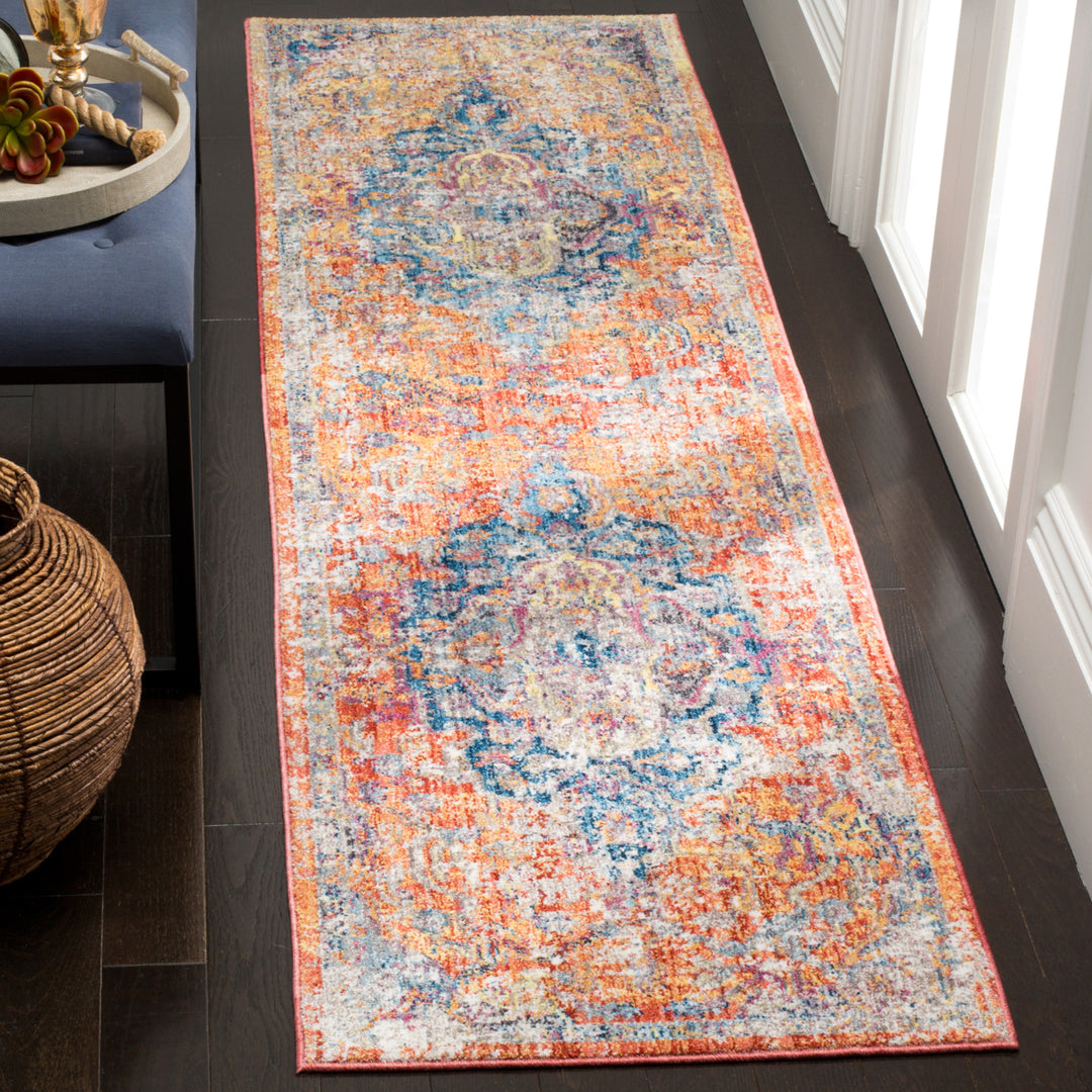 SAFAVIEH Bristol Collection BTL350S Blue / Orange Rug Image 3