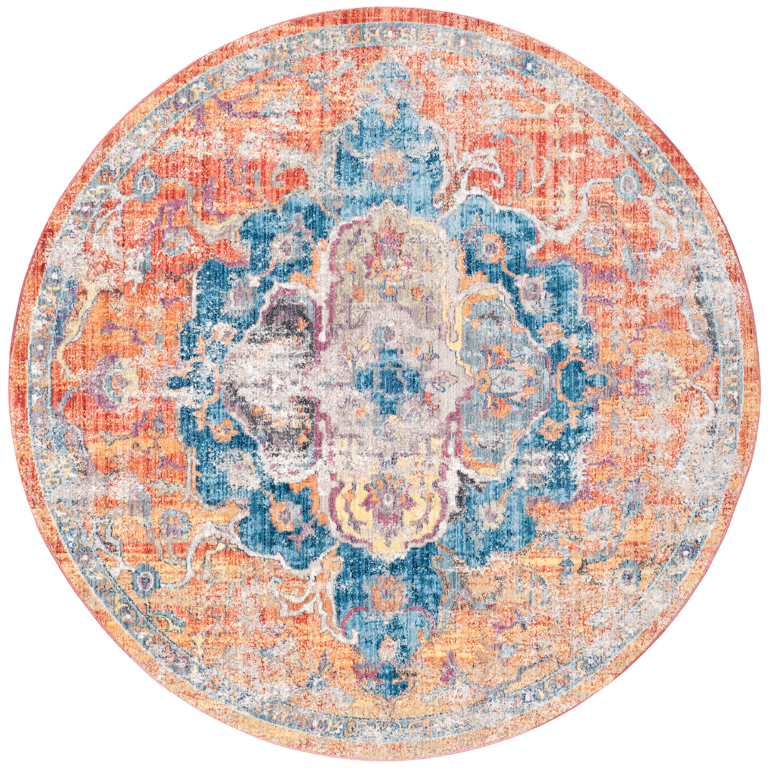 SAFAVIEH Bristol Collection BTL350S Blue / Orange Rug Image 4