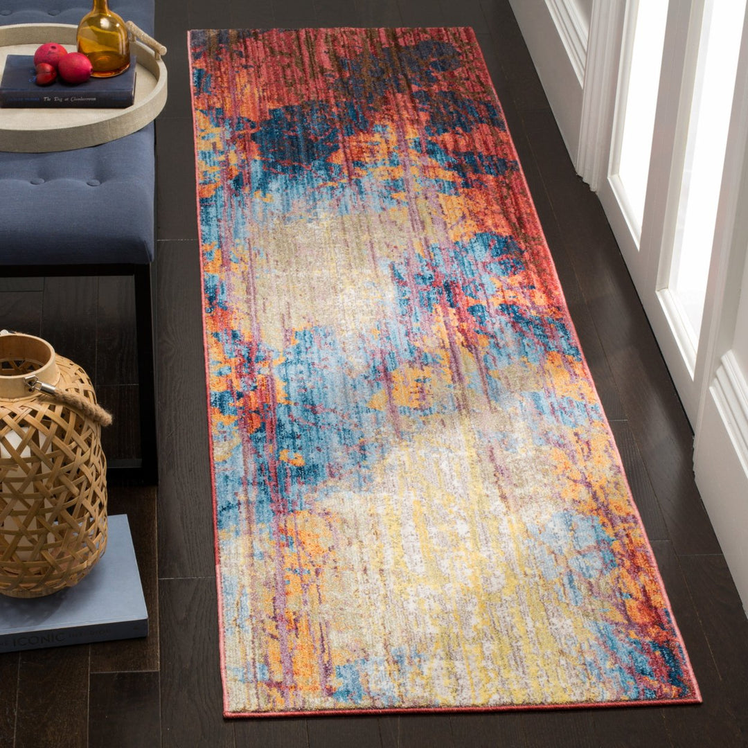 SAFAVIEH Bristol Collection BTL354F Blue / Rust Rug Image 3