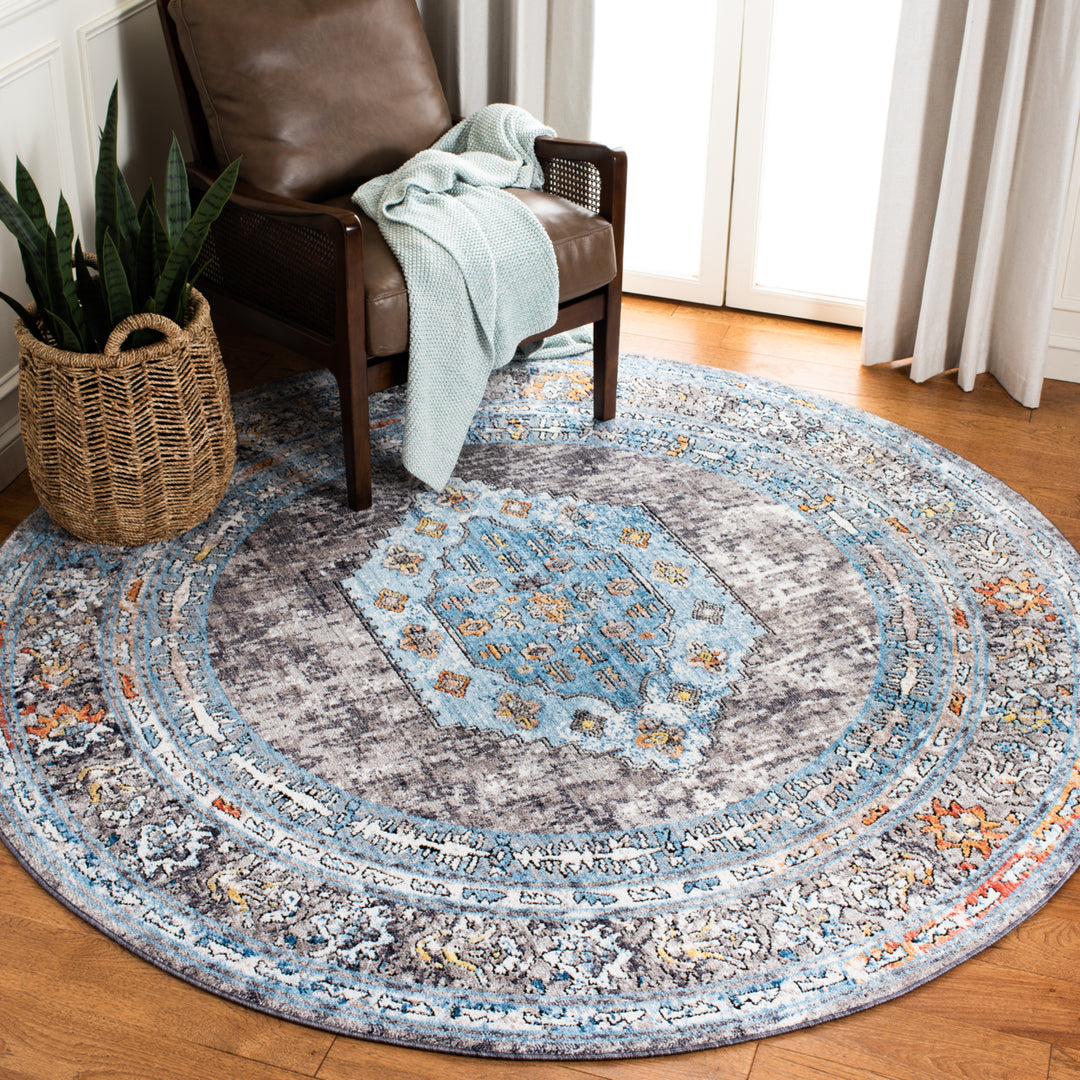 SAFAVIEH Bristol Collection BTL366F Grey / Blue Rug Image 2