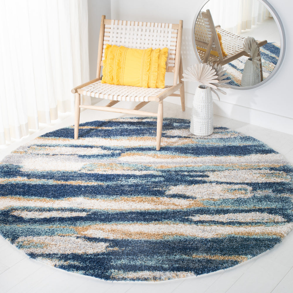SAFAVIEH Calista Collection CAL108M Blue / Ivory Rug Image 2