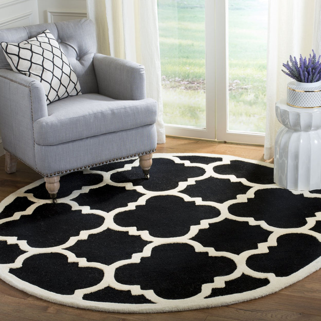 SAFAVIEH Cambridge CAM140E Handmade Black / Ivory Rug Image 10