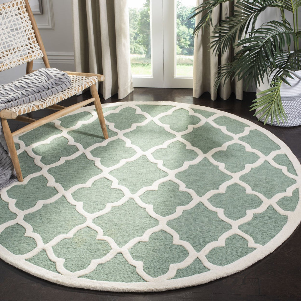 SAFAVIEH Cambridge CAM312T Handmade Teal / Ivory Rug Image 2