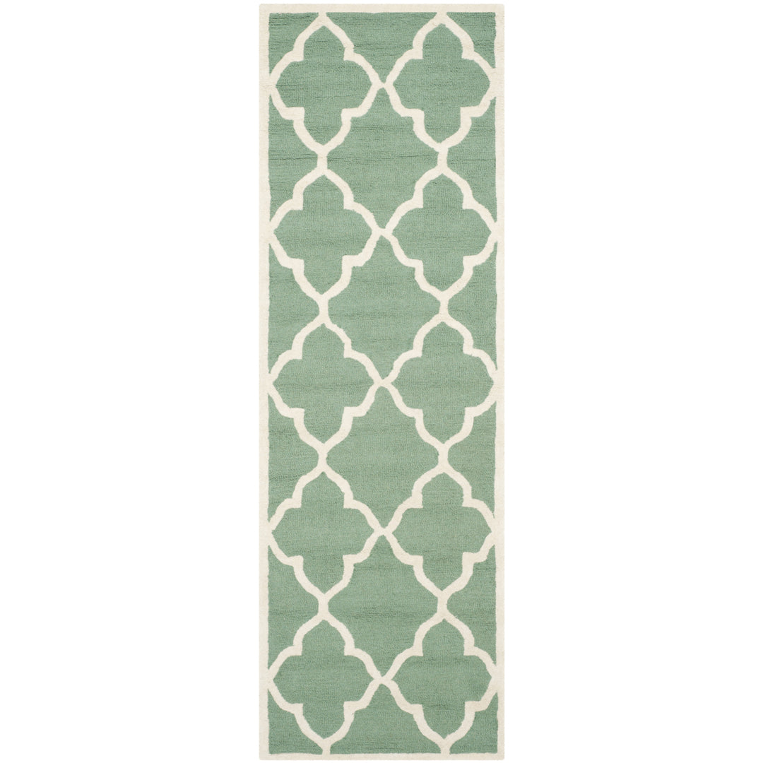 SAFAVIEH Cambridge CAM312T Handmade Teal / Ivory Rug Image 5