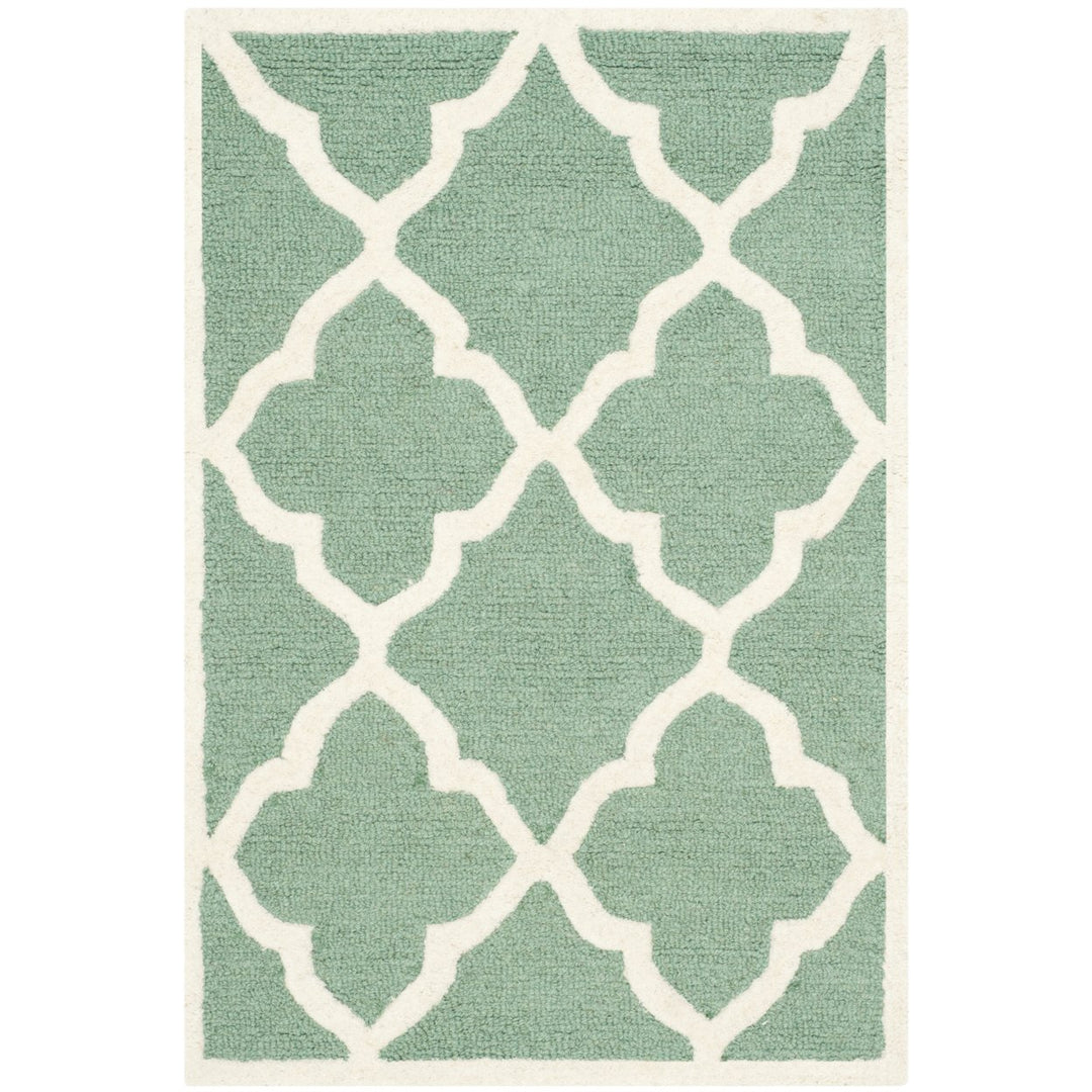 SAFAVIEH Cambridge CAM312T Handmade Teal / Ivory Rug Image 8