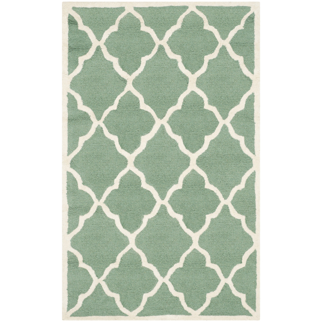 SAFAVIEH Cambridge CAM312T Handmade Teal / Ivory Rug Image 9