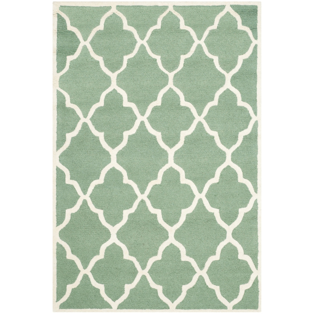 SAFAVIEH Cambridge CAM312T Handmade Teal / Ivory Rug Image 10