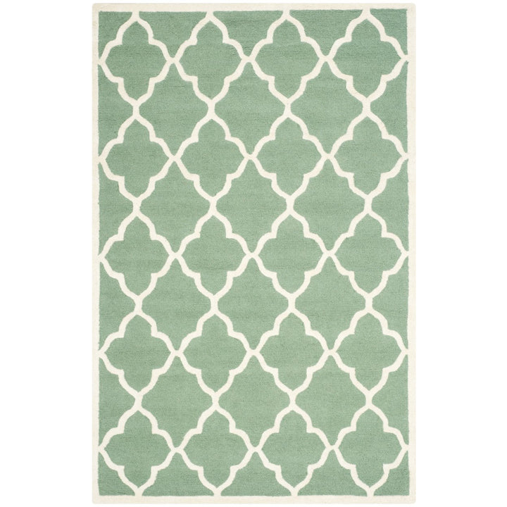 SAFAVIEH Cambridge CAM312T Handmade Teal / Ivory Rug Image 1