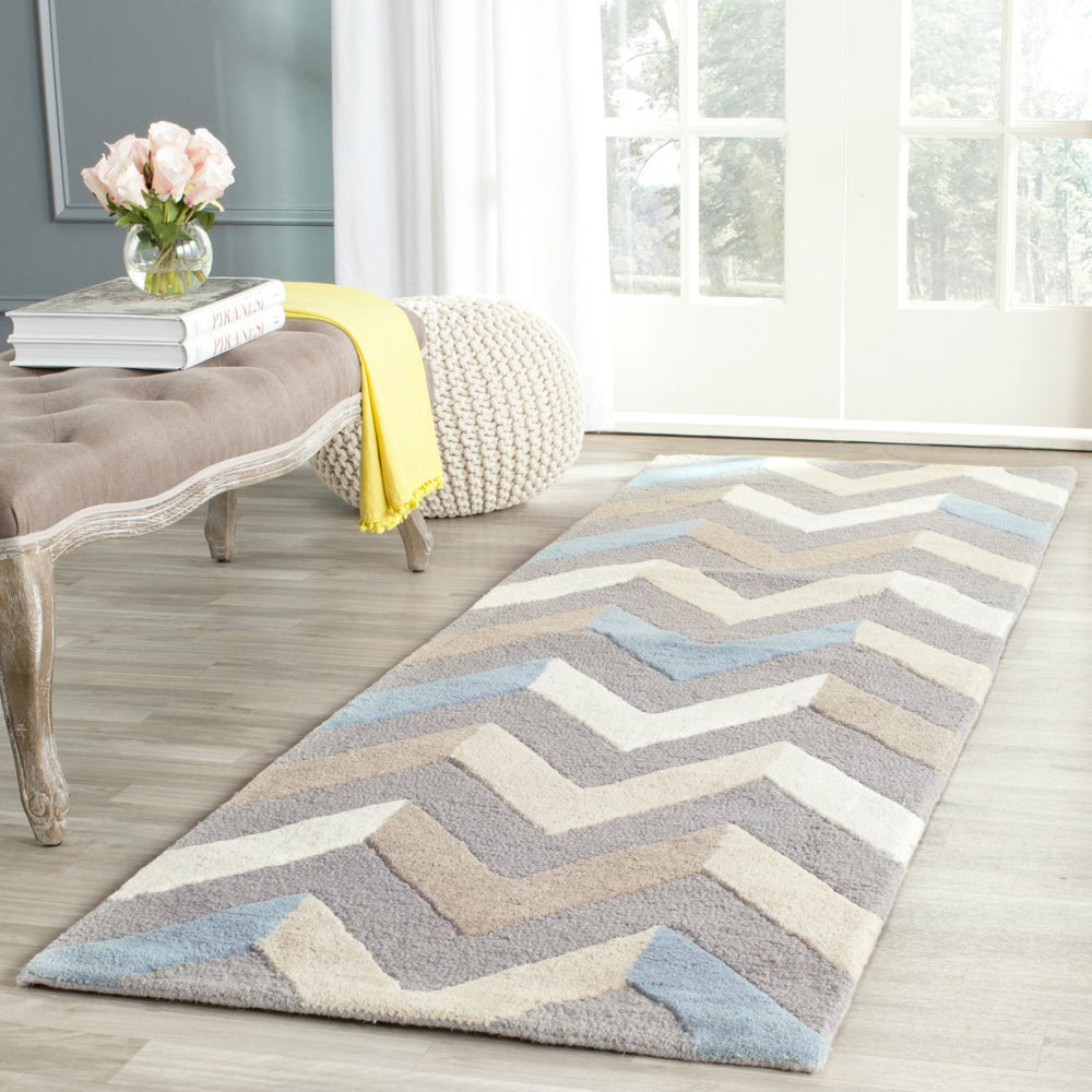 SAFAVIEH Cambridge CAM580A Handmade Grey / Ivory Rug Image 2