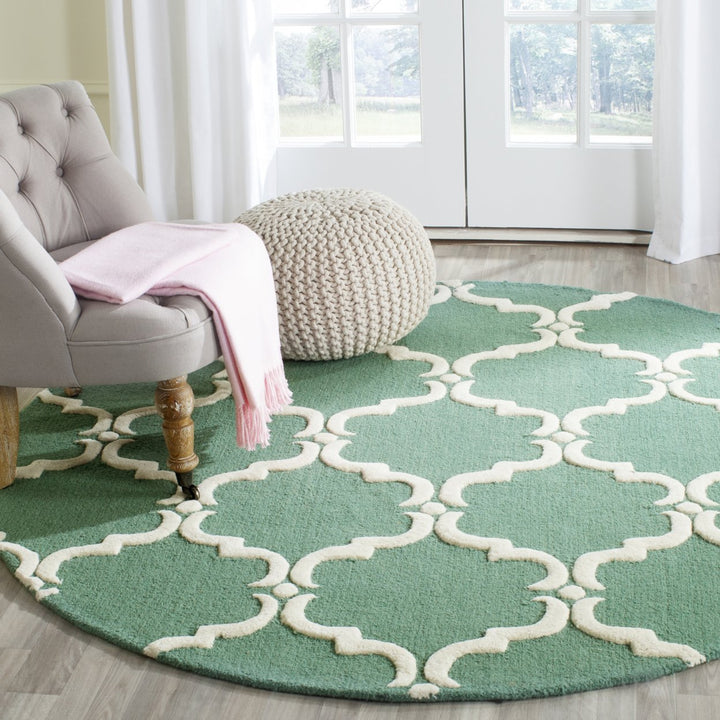 SAFAVIEH Cambridge CAM703T Handmade Teal / Ivory Rug Image 2