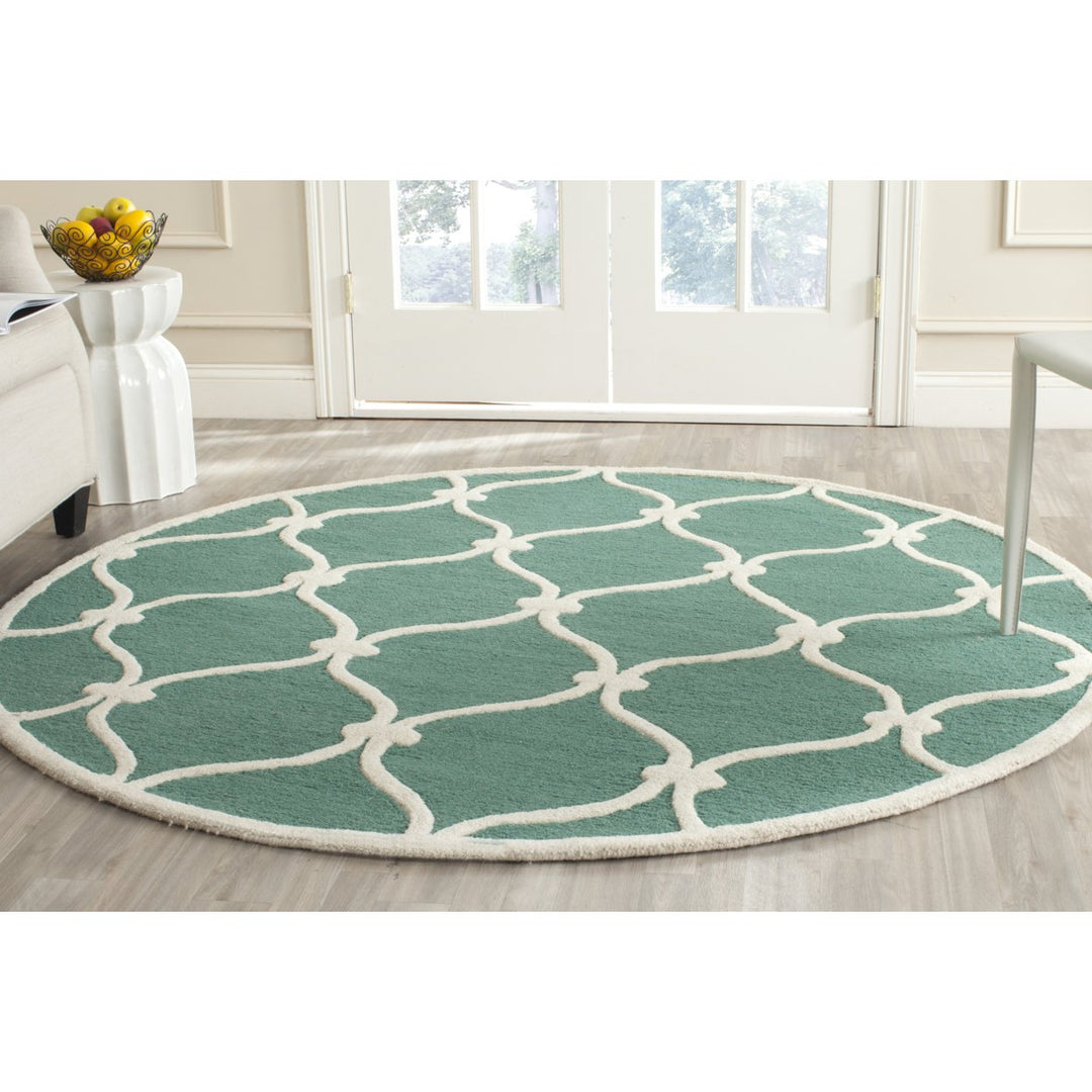 SAFAVIEH Cambridge CAM710T Handmade Teal / Ivory Rug Image 2