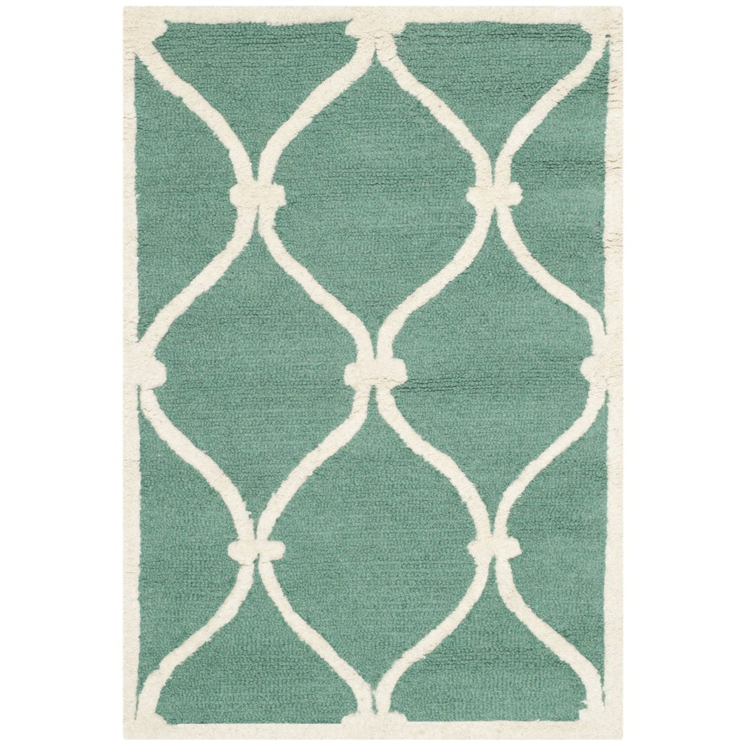 SAFAVIEH Cambridge CAM710T Handmade Teal / Ivory Rug Image 1