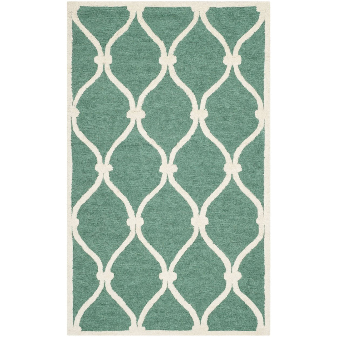 SAFAVIEH Cambridge CAM710T Handmade Teal / Ivory Rug Image 1