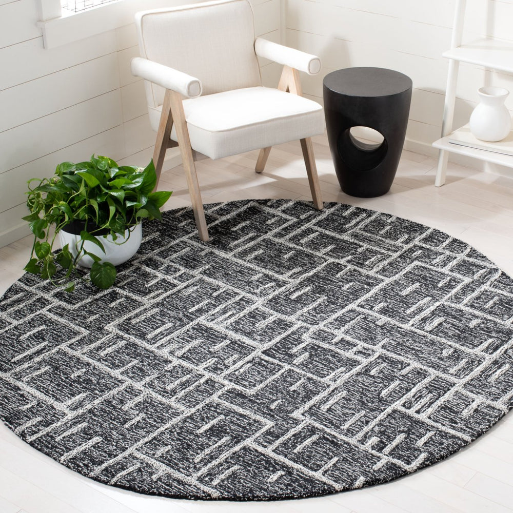 SAFAVIEH Cambridge CAM733Z Handmade Black / Ivory Rug Image 2