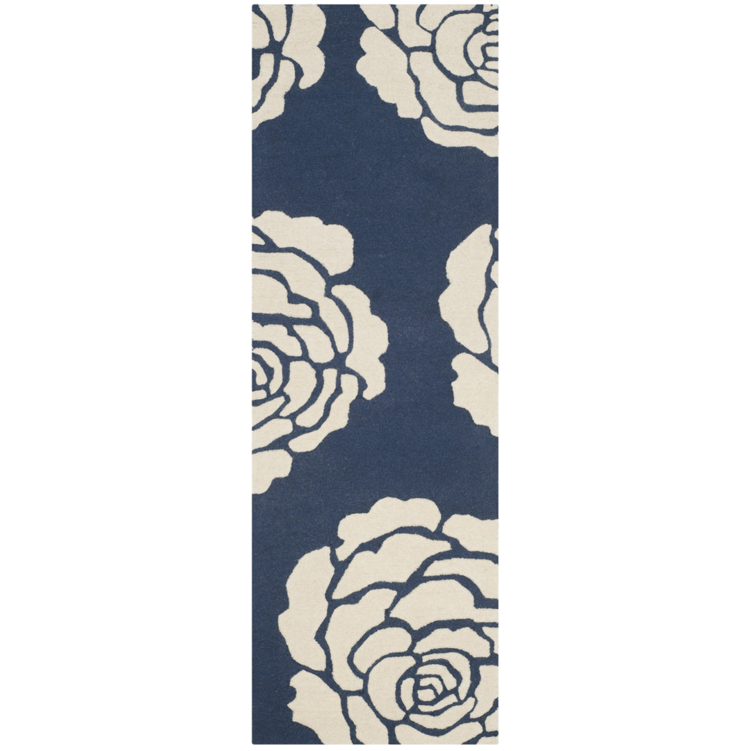 SAFAVIEH Cambridge CAM782M Handmade Navy / Ivory Rug Image 3