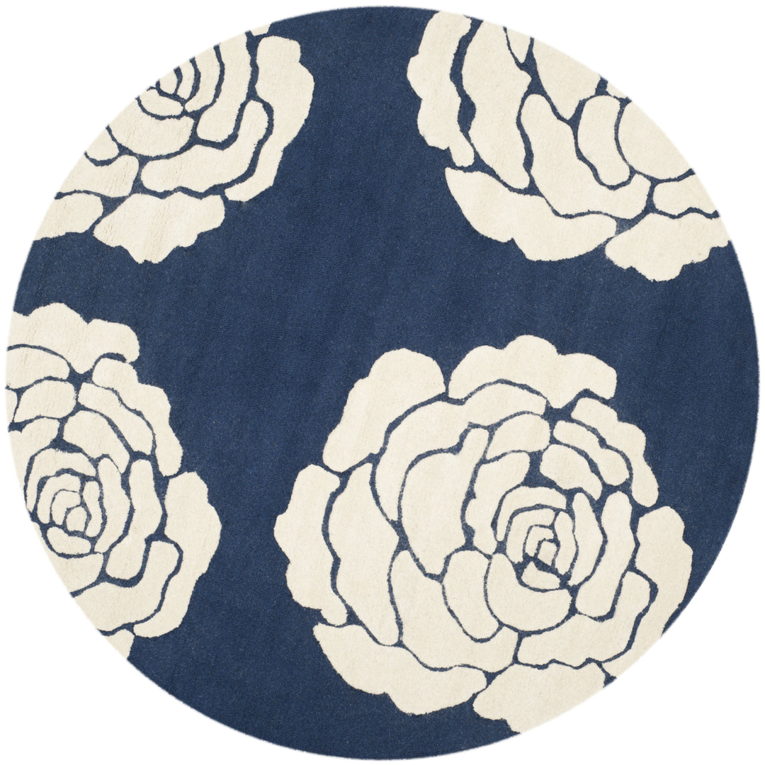 SAFAVIEH Cambridge CAM782M Handmade Navy / Ivory Rug Image 6