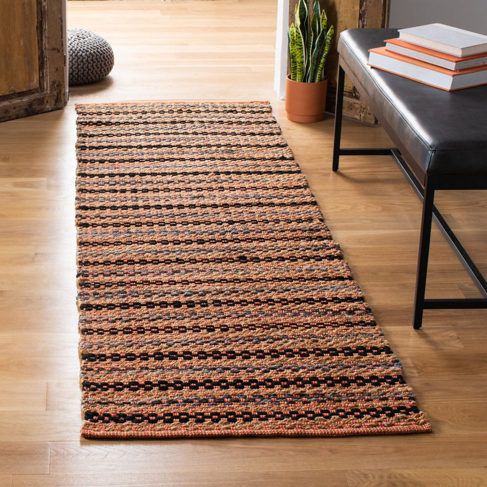 SAFAVIEH Cape Cod CAP104C Handwoven Orange / Black Rug Image 2