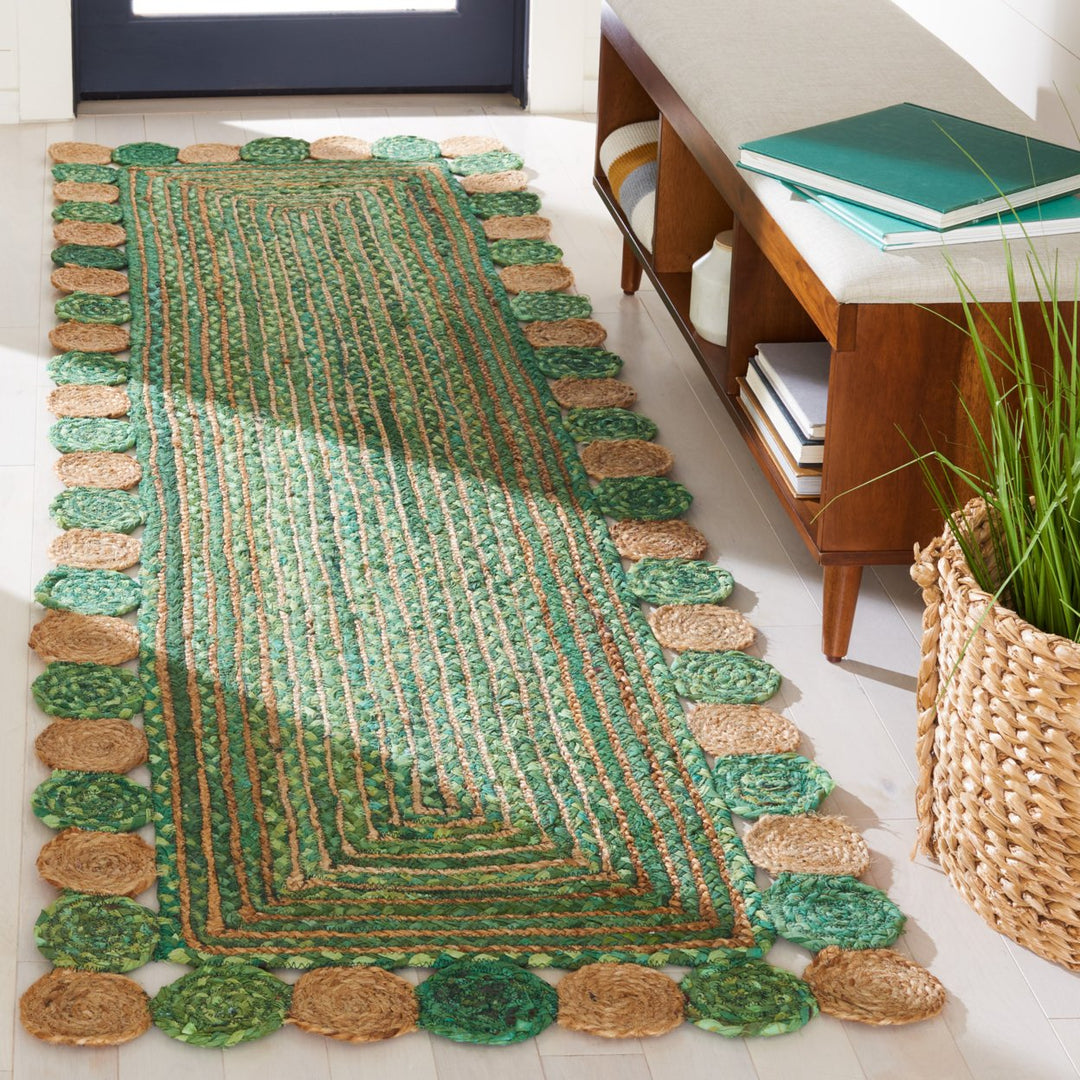 SAFAVIEH Cape Cod CAP201Y Handwoven Green / Natural Rug Image 3