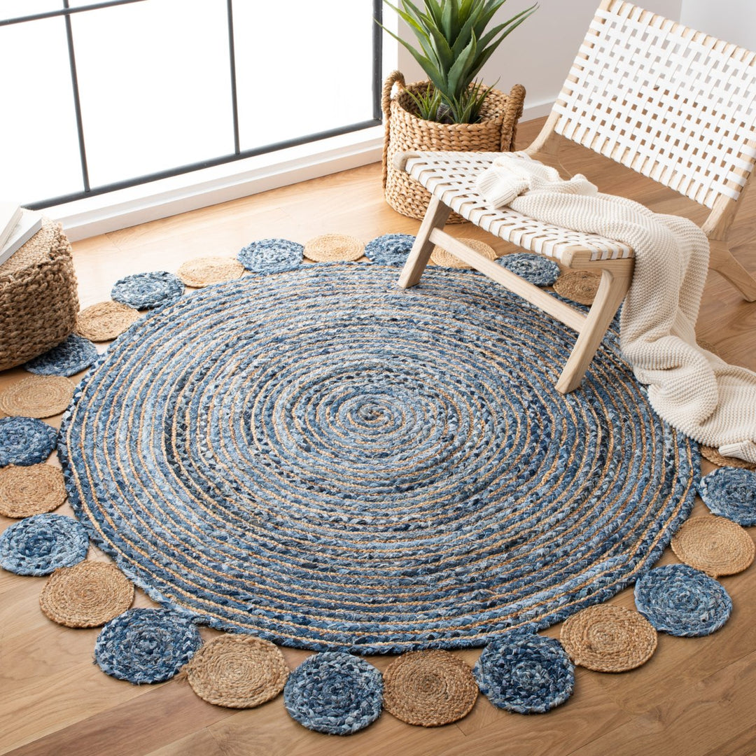 SAFAVIEH Cape Cod CAP201C Handwoven Blue / Beige Rug Image 8