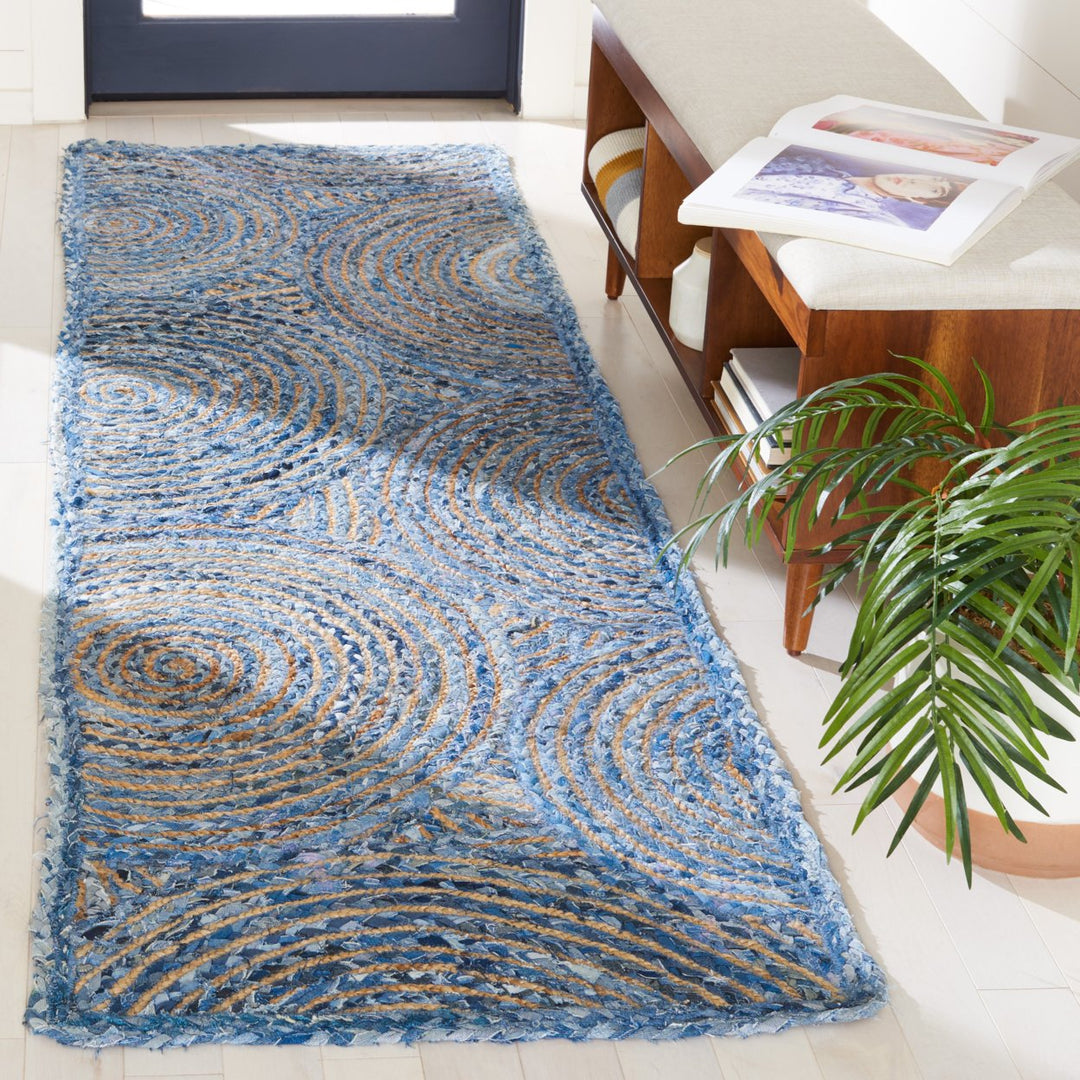 SAFAVIEH Cape Cod CAP203M Handwoven Blue / Natural Rug Image 2