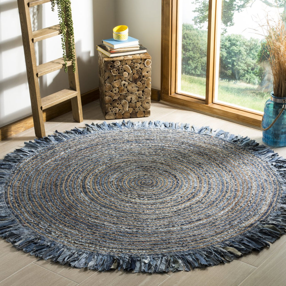 SAFAVIEH Cape Cod CAP206D Handwoven Ivory / Denim Rug Image 2