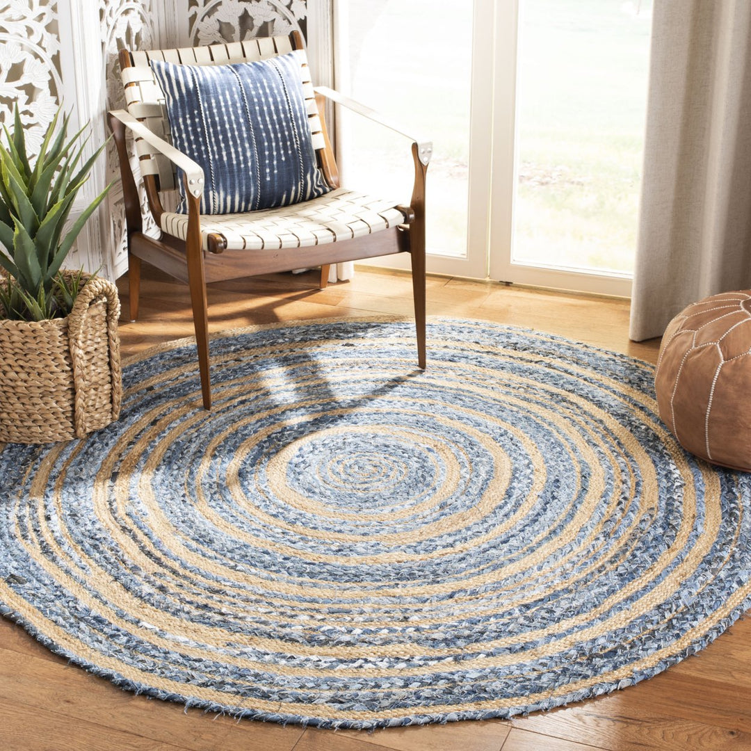 SAFAVIEH Cape Cod CAP209L Handwoven Blue / Natural Rug Image 2