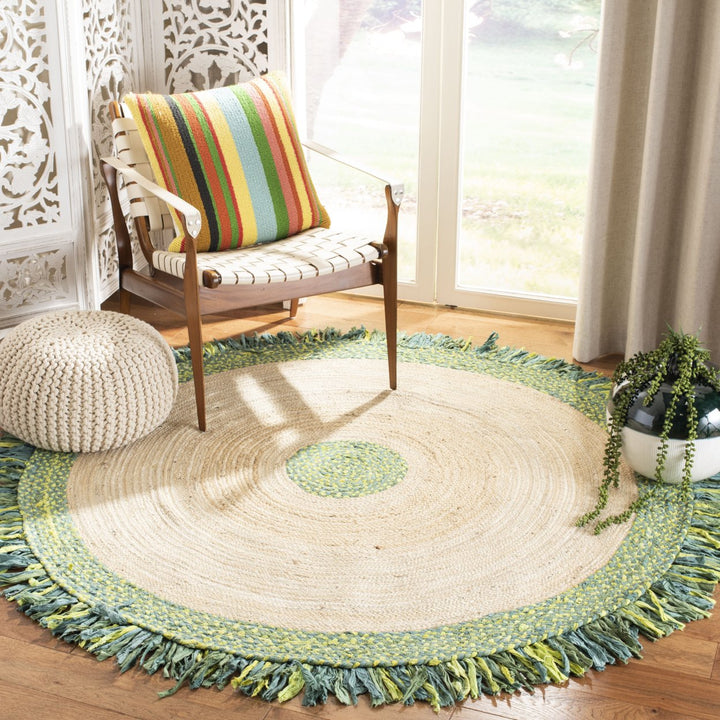 SAFAVIEH Cape Cod CAP212Y Handwoven Green / Natural Rug Image 2