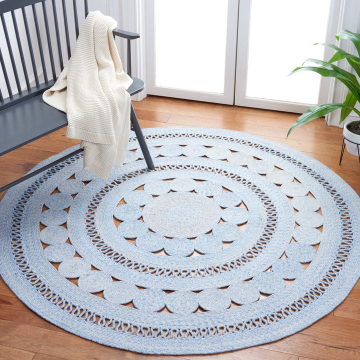 SAFAVIEH Cape Cod Collection CAP222M Handwoven Blue Rug Image 2