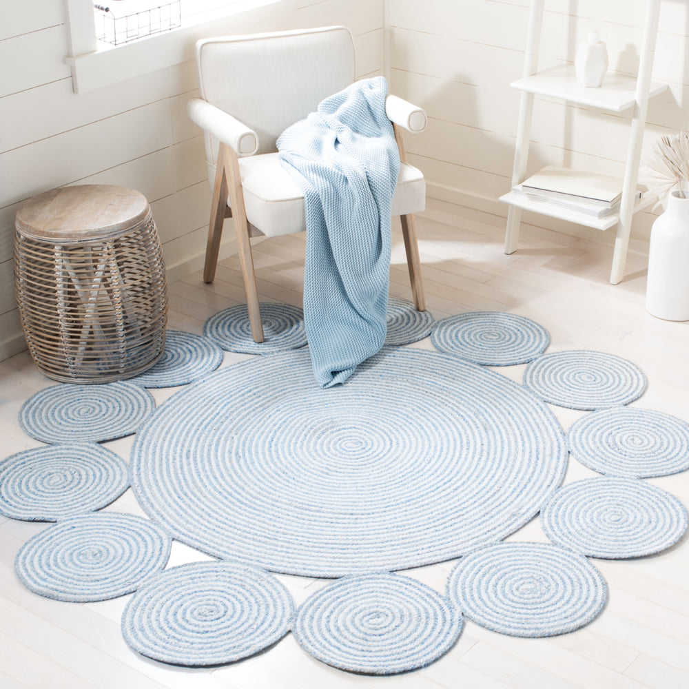 SAFAVIEH Cape Cod CAP230M Handwoven Blue / Ivory Rug Image 2