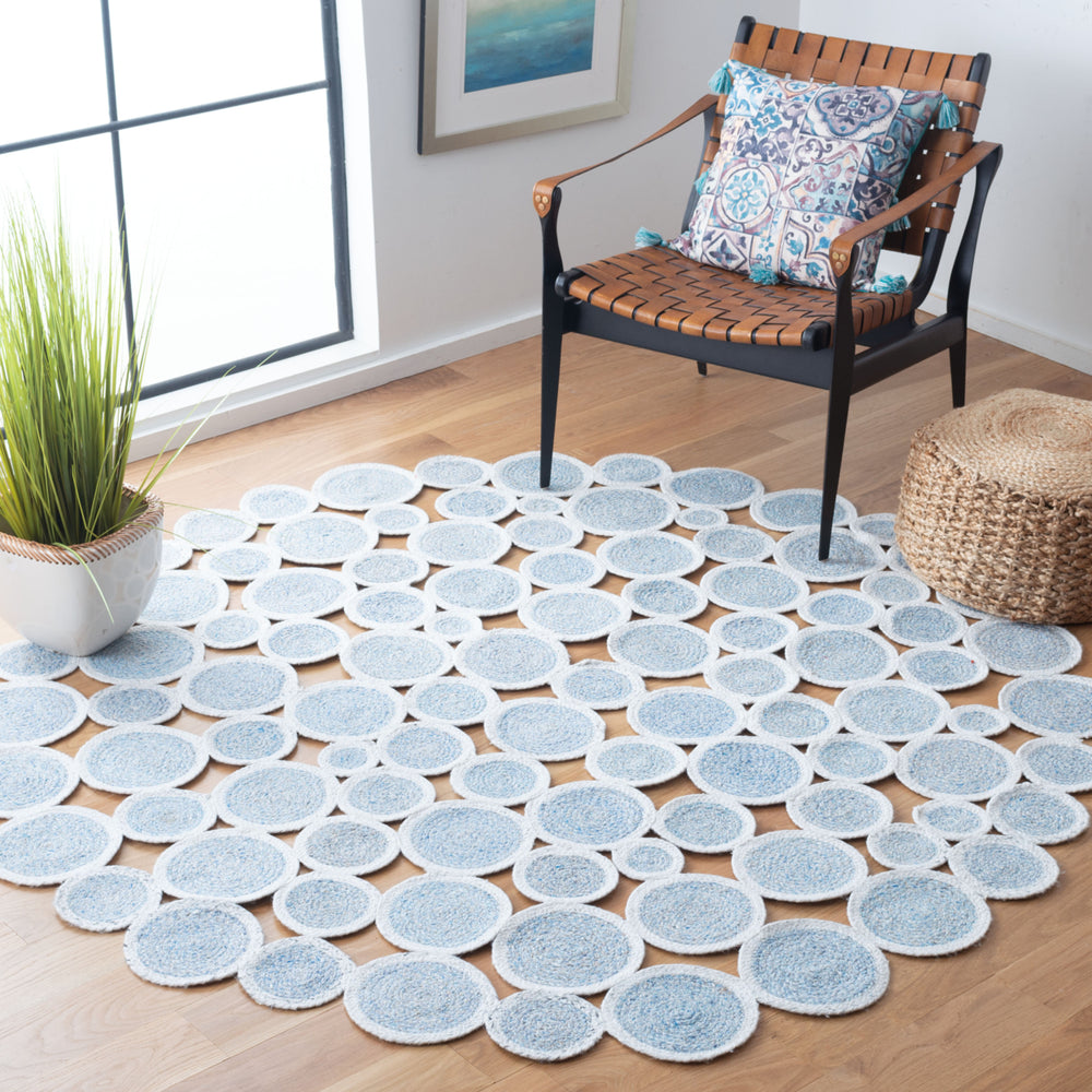 SAFAVIEH Cape Cod CAP232M Handwoven Blue / Ivory Rug Image 2