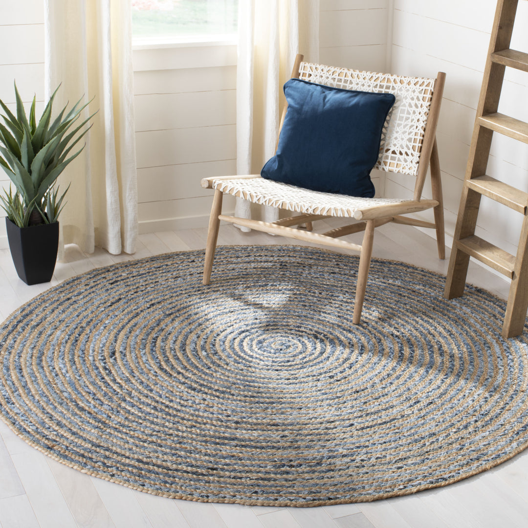 SAFAVIEH Cape Cod CAP250A Handwoven Natural / Blue Rug Image 11